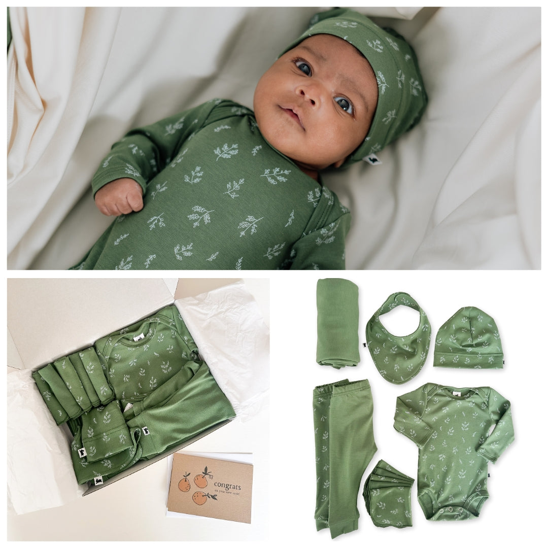 Bamboo Baby Capsule Gift Box - Sprig & Leaf Green-0