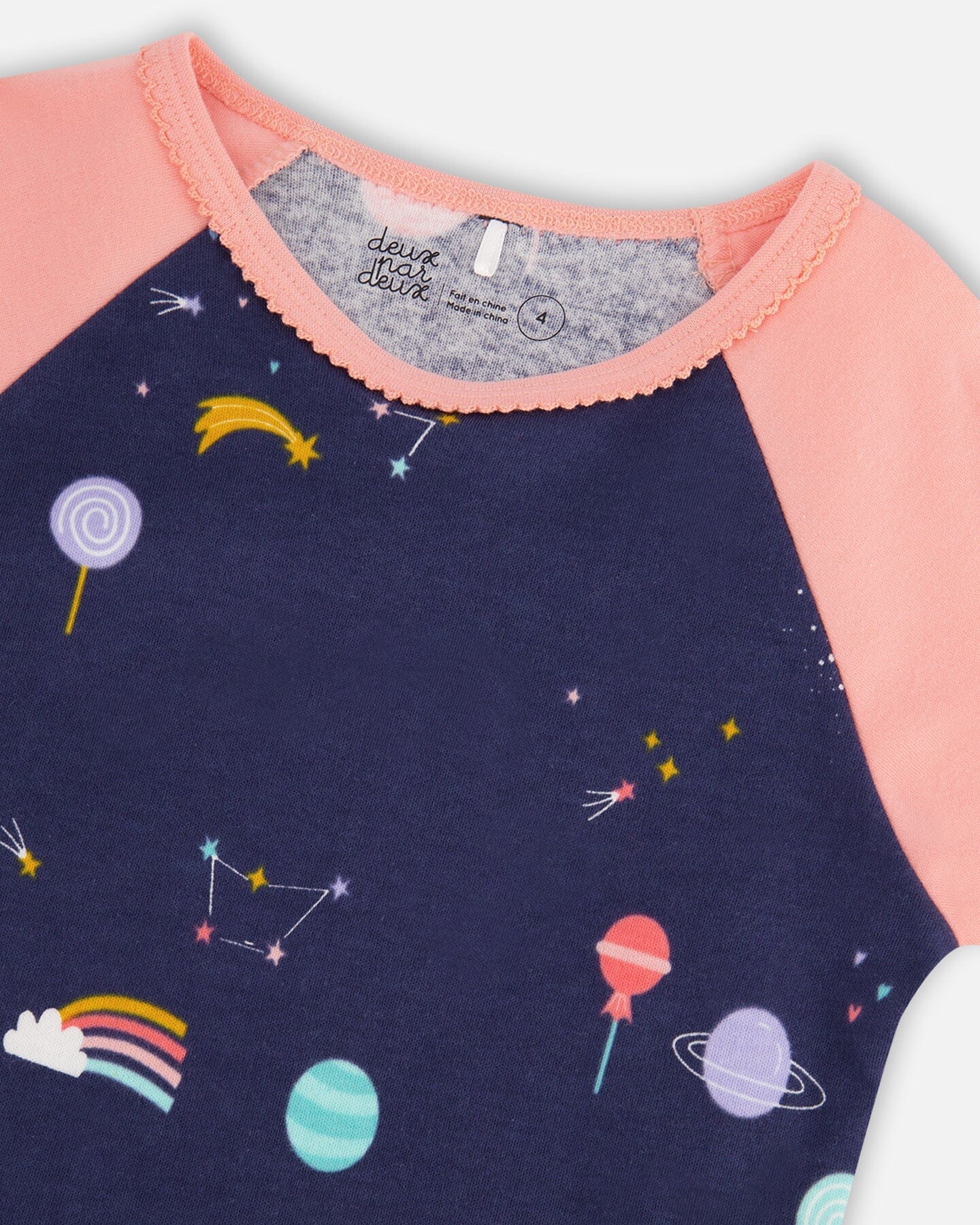 Organic Cotton Long Sleeve Two Piece Printed Unicorns Pajama Navy-4