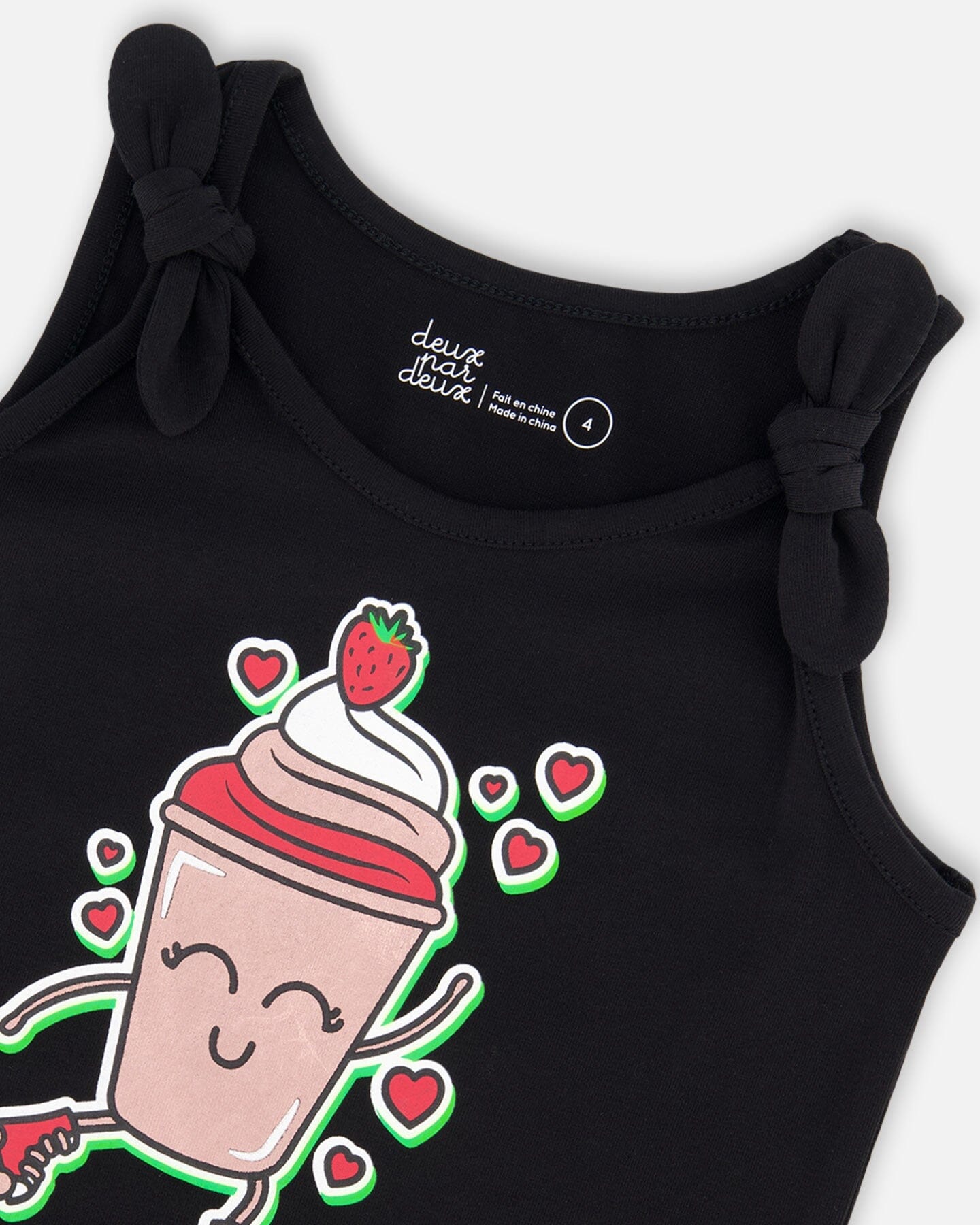 Organic Cotton Tank Top With Knot Black-4