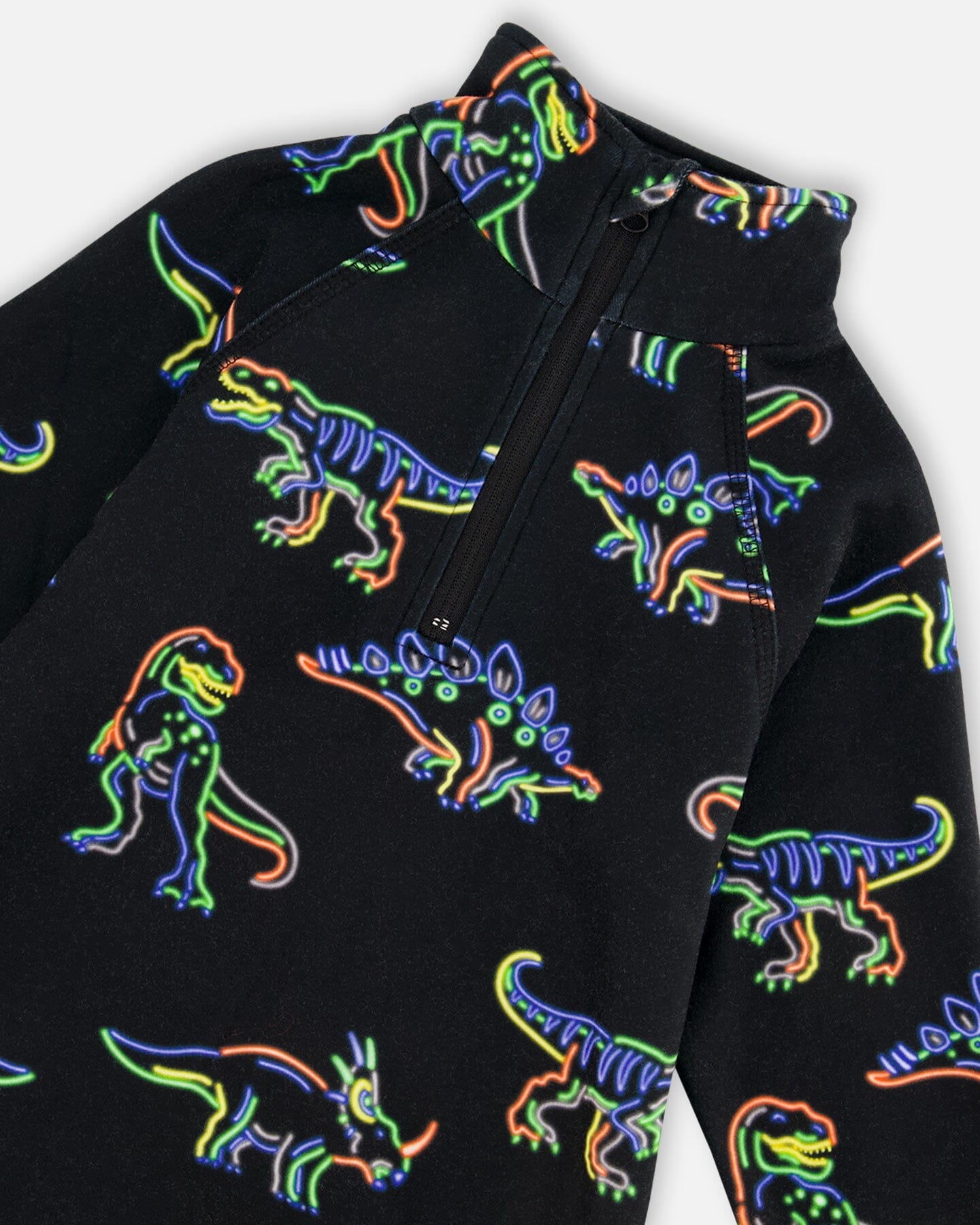 Two Piece Thermal Underwear Set Black Printed Neon Dino-3