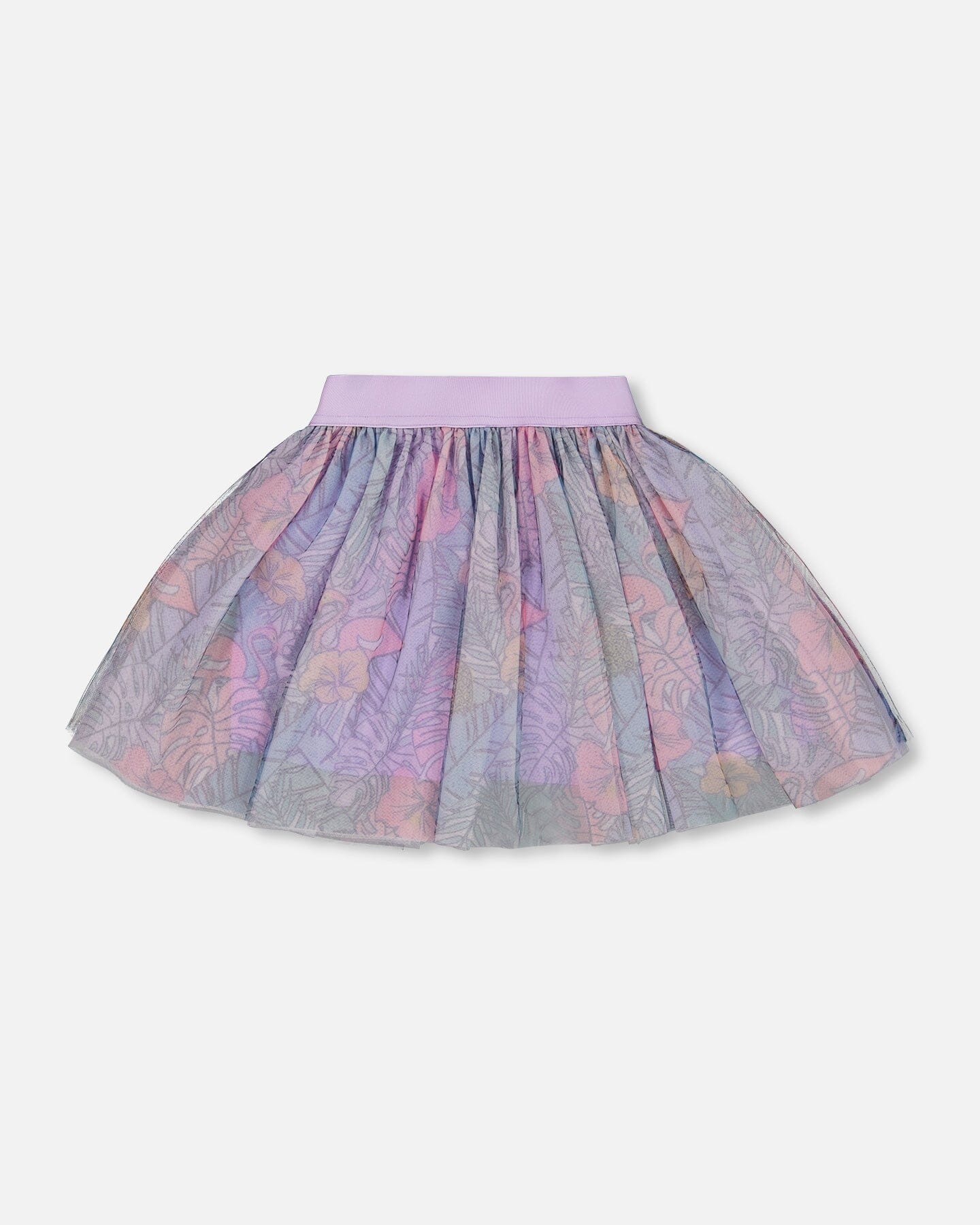 Printed Mesh Skirt Lilac Tropical And Pink Flamingos-3