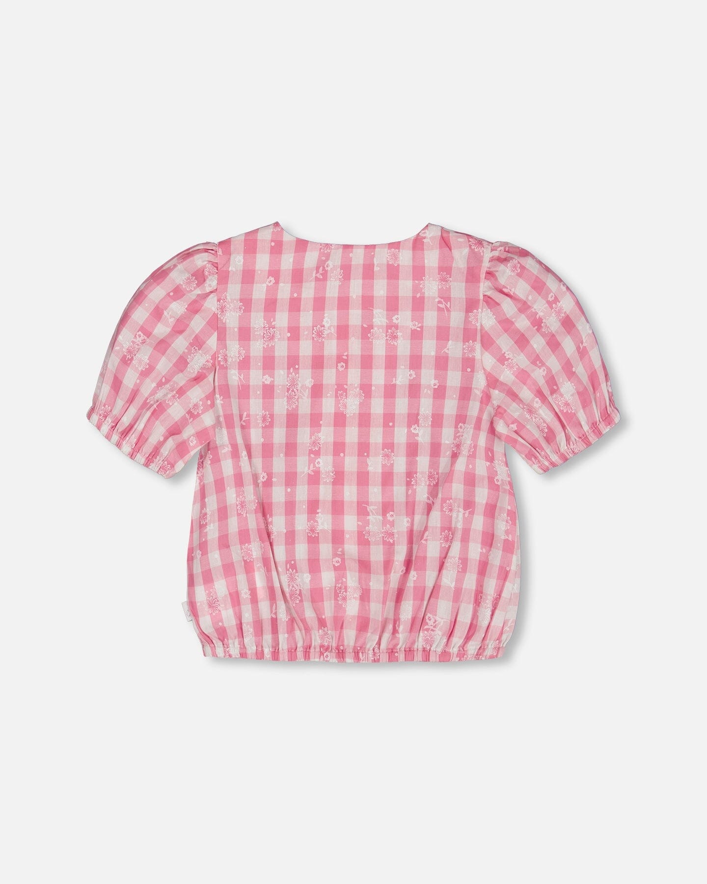 Puff Sleeve Top Pink And White Checks-2