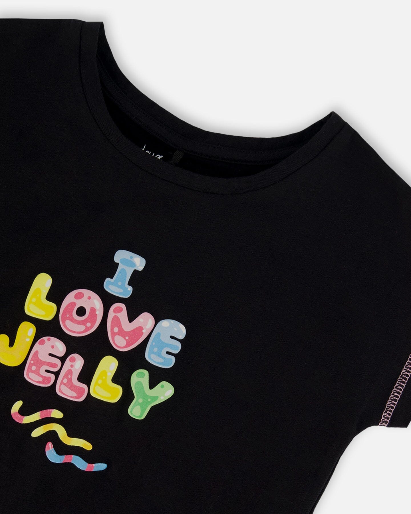 Organic Cotton Tee With Print And Knot Black And Multicolored-4