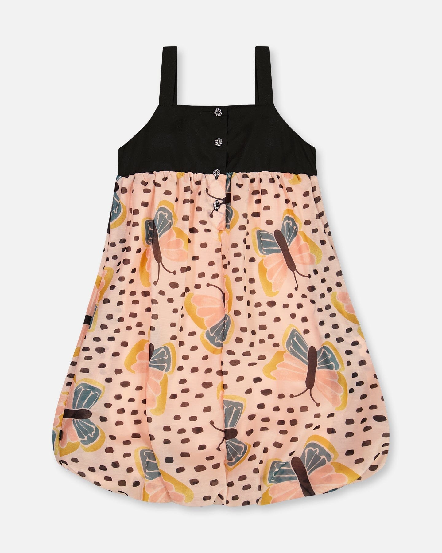 Printed Bubble Dress Black And Pink Butterflies-4