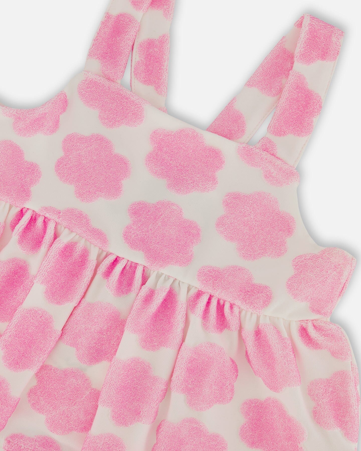 Printed Terry Tank Top And Shorts Set Vibrant Pink And White-3