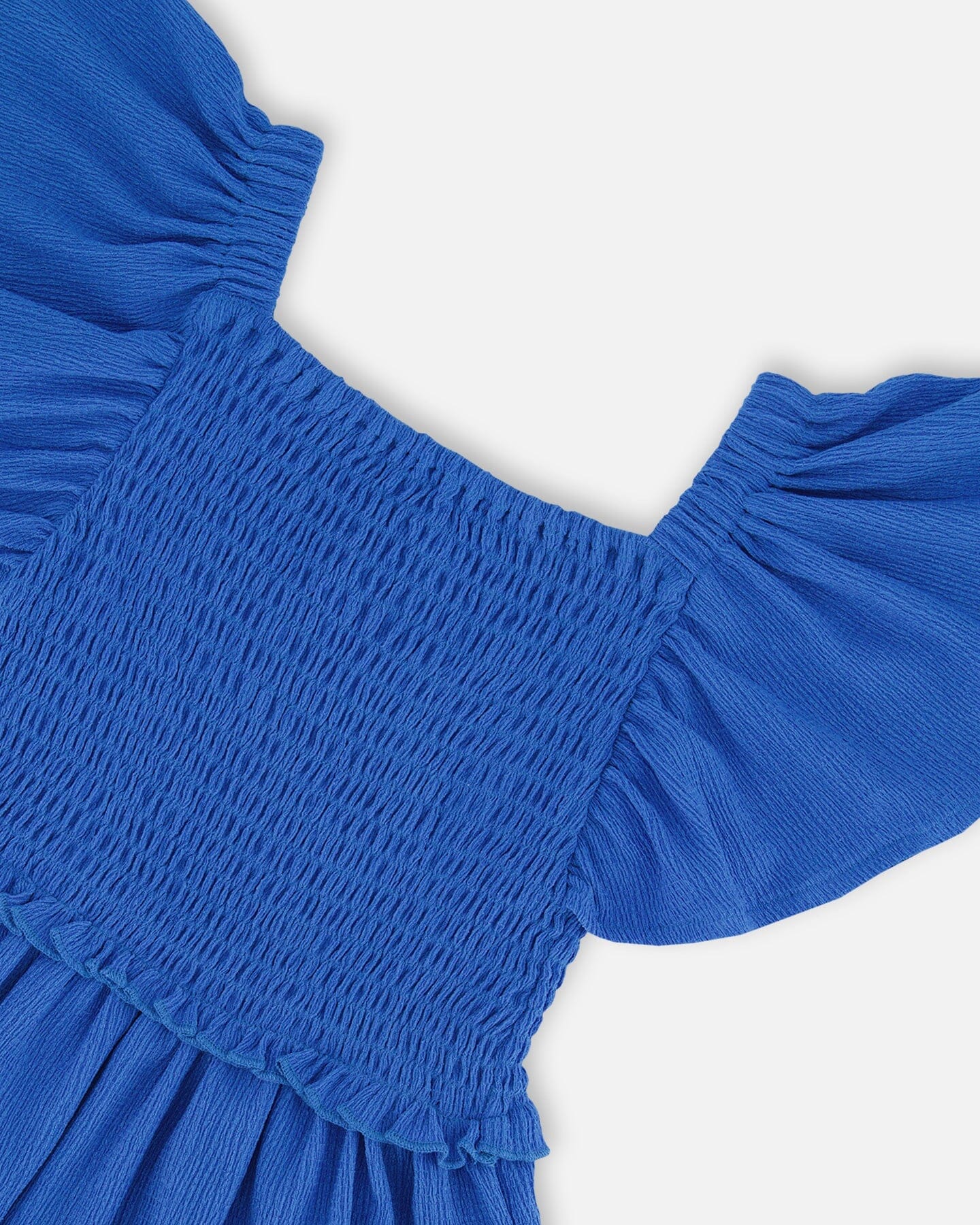 Textured Smocked Dress Royal Blue-3