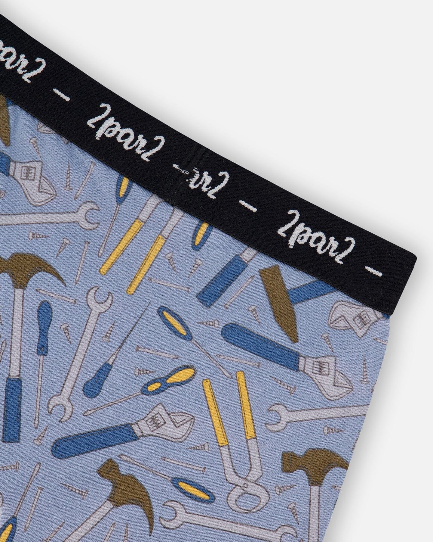 Printed Organic Cotton Boxer Shorts Tools On Bluish Gray Background-2
