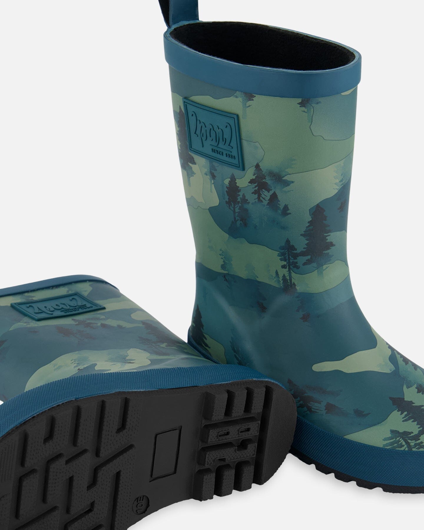 Printed Rain Boots Forest Green With Black Pines-2