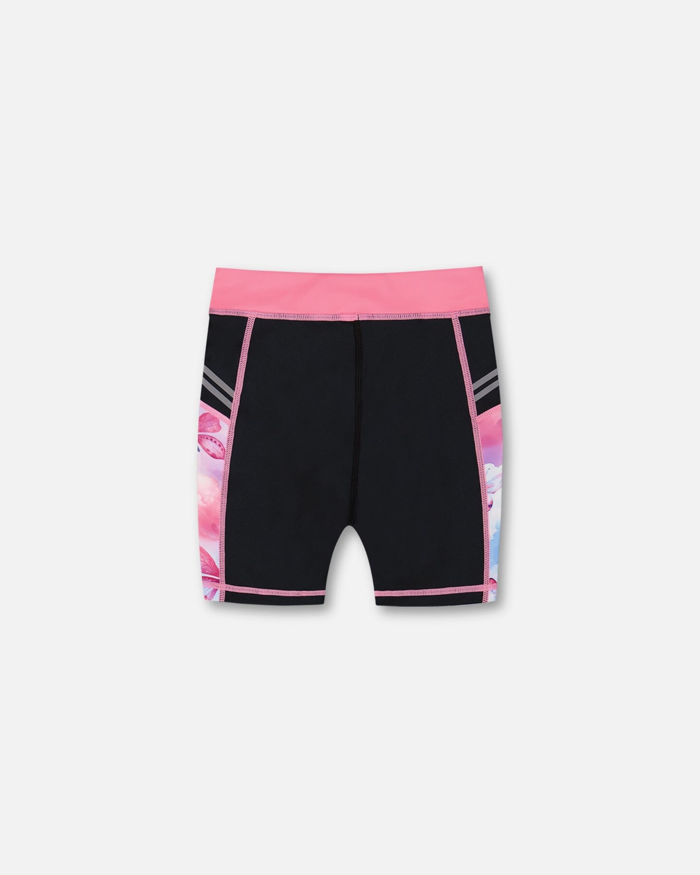 Printed Athletic Biker Short Black, Pink And Multicolored Butterflies-2