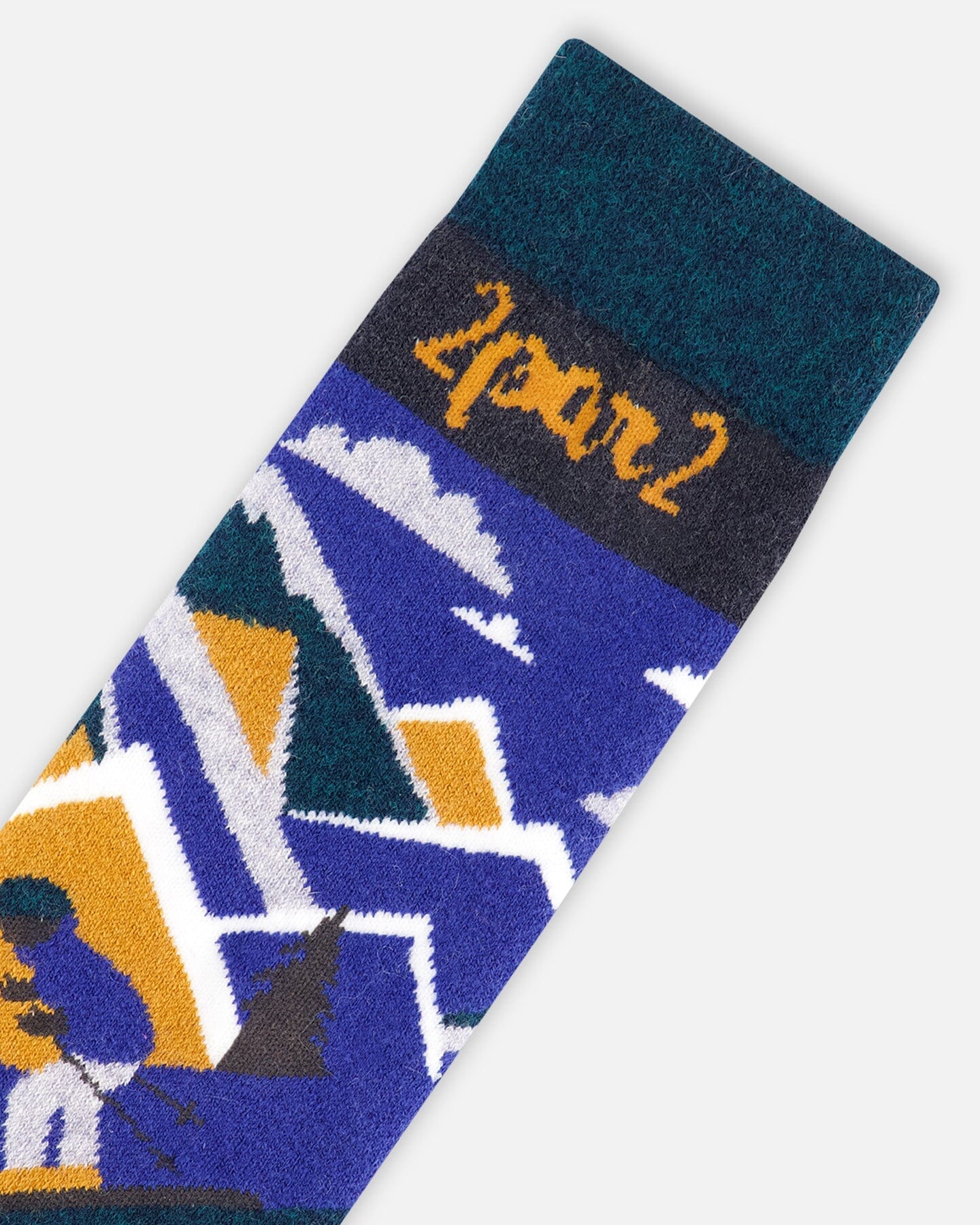 Winter Ski Socks With Merino Wool Deep Teal-3