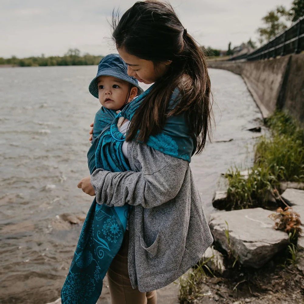Écharpe Ajustable Tissée (Ring Sling) | Dandelion Aqua-3