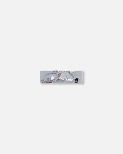 Printed Organic Cotton Headband Blue Grey Sheep-0