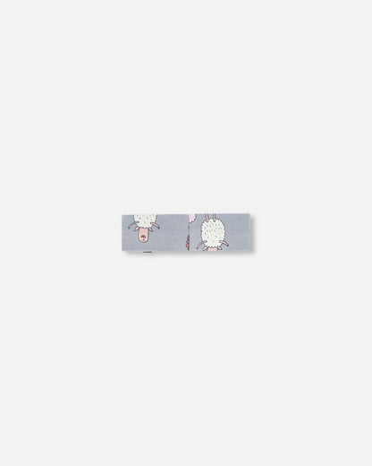 Printed Organic Cotton Headband Blue Grey Sheep-2