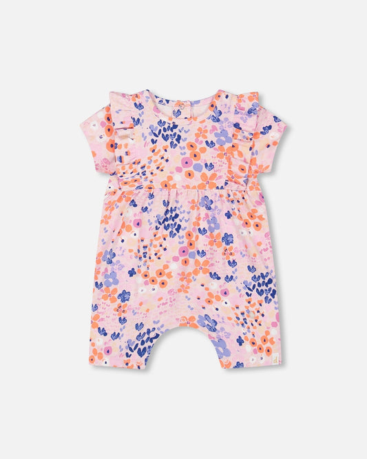 Organic Cotton Romper Lavender Printed Fields Flowers-0
