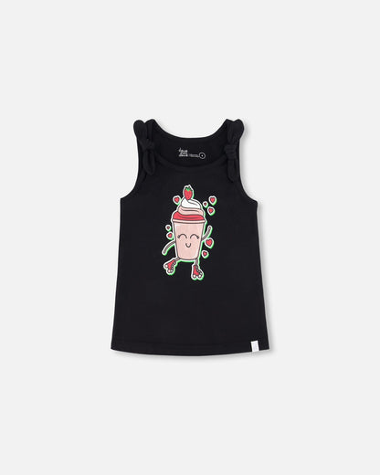 Organic Cotton Tank Top With Knot Black-0