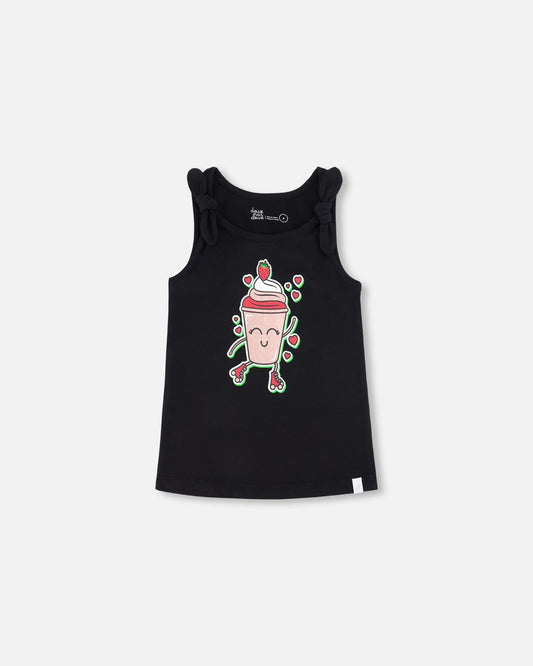 Organic Cotton Tank Top With Knot Black-0