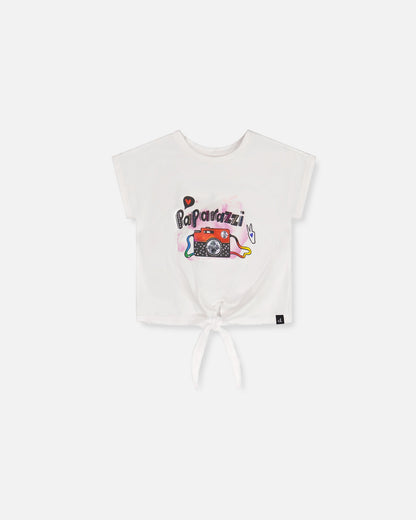 Organic Cotton T-Shirt With Knot White-0