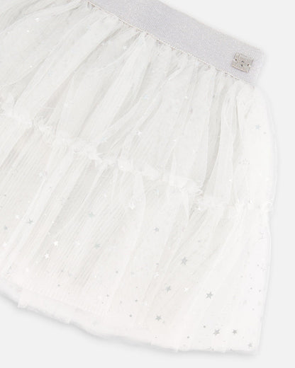 Glittering Tulle Skirt Off White-4