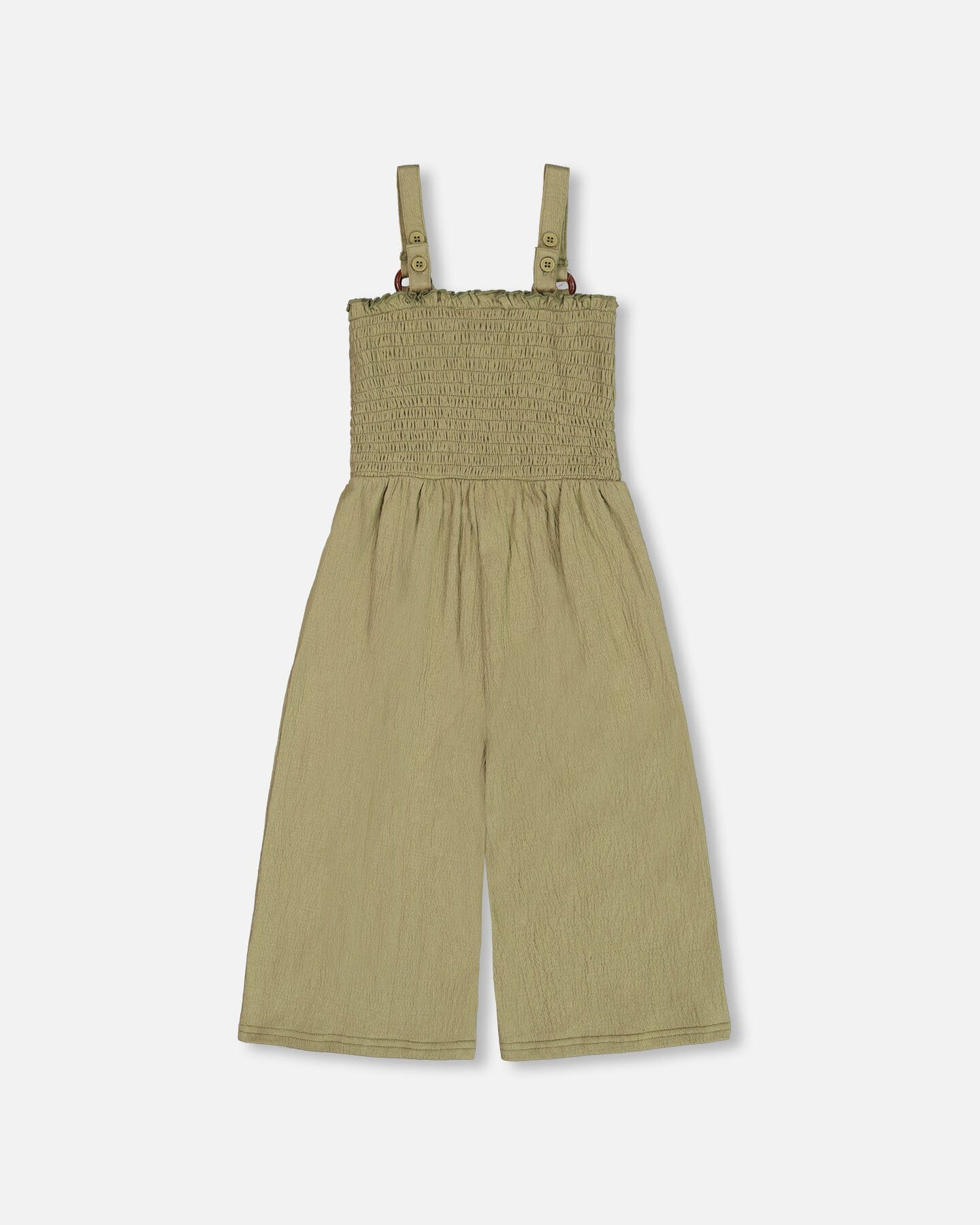 Smocked Crinkle Jersey Jumpsuit Olive Green-2