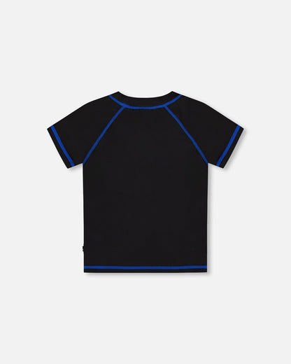 Short Sleeve Rashguard Black And Multicolored Crocodiles-3