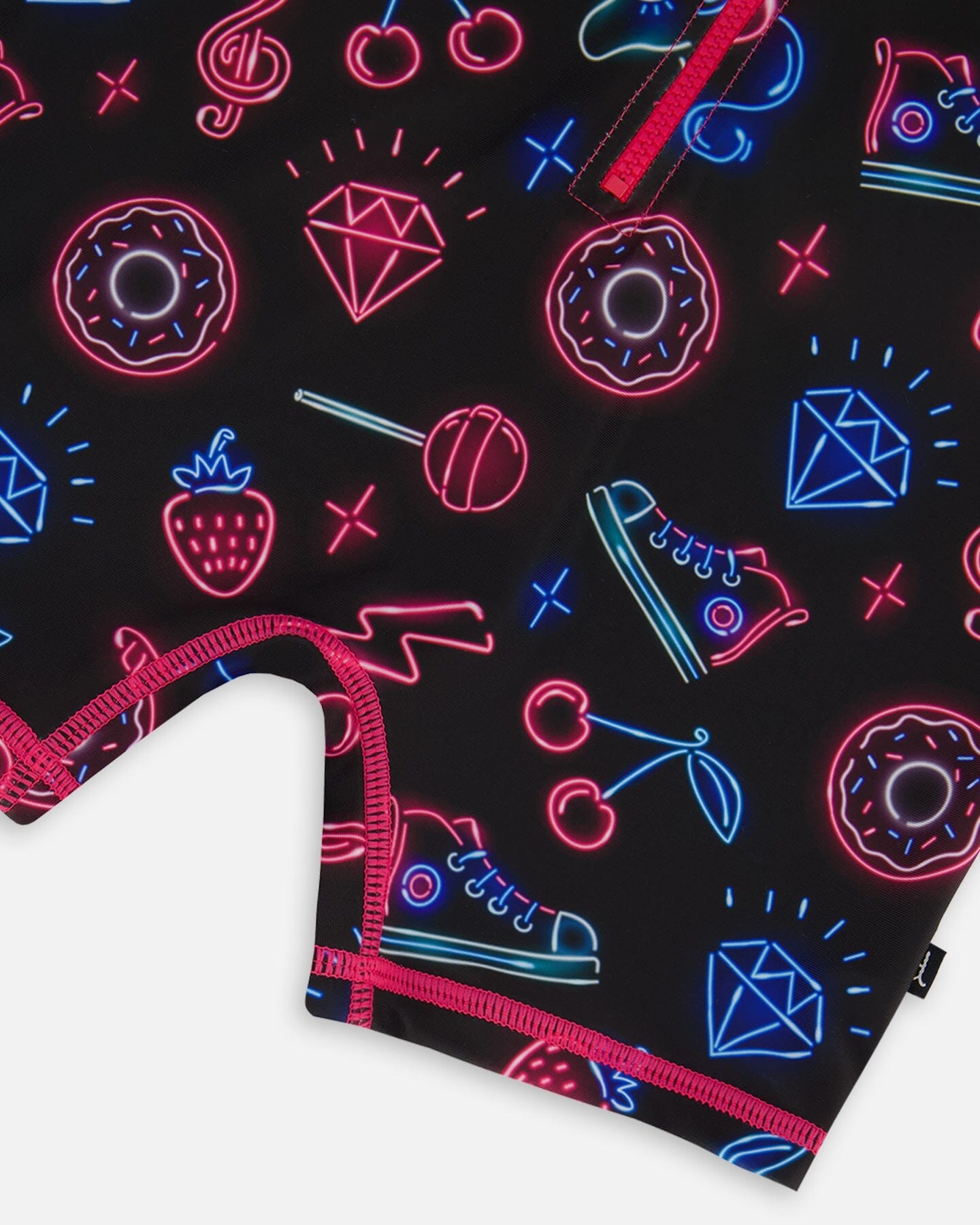 Printed Long Sleeve One-Piece Rashguard Black And Blue And Pink Items-3