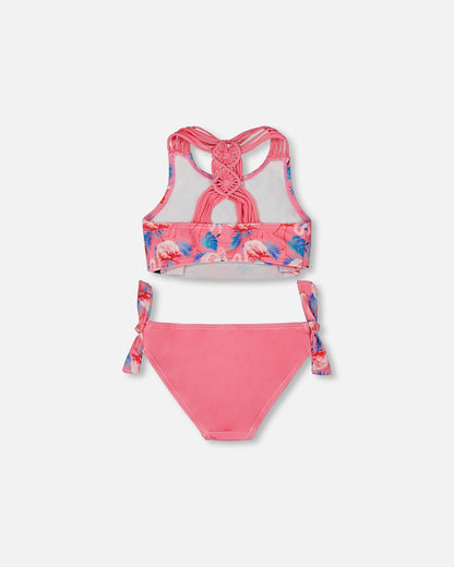 Printed Two-Piece Swimsuit Candy Pink And Pink Flamingo-4