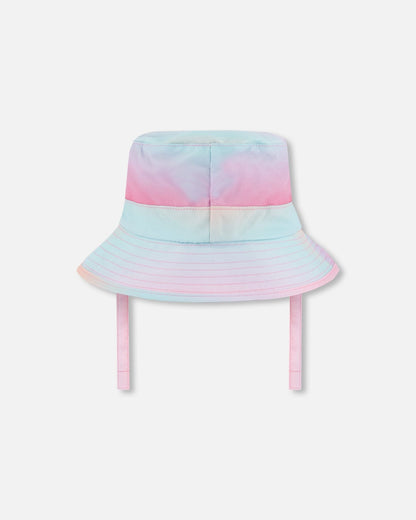 Printed Beach Sun Hat Pink, Orange, And Turquoise-3