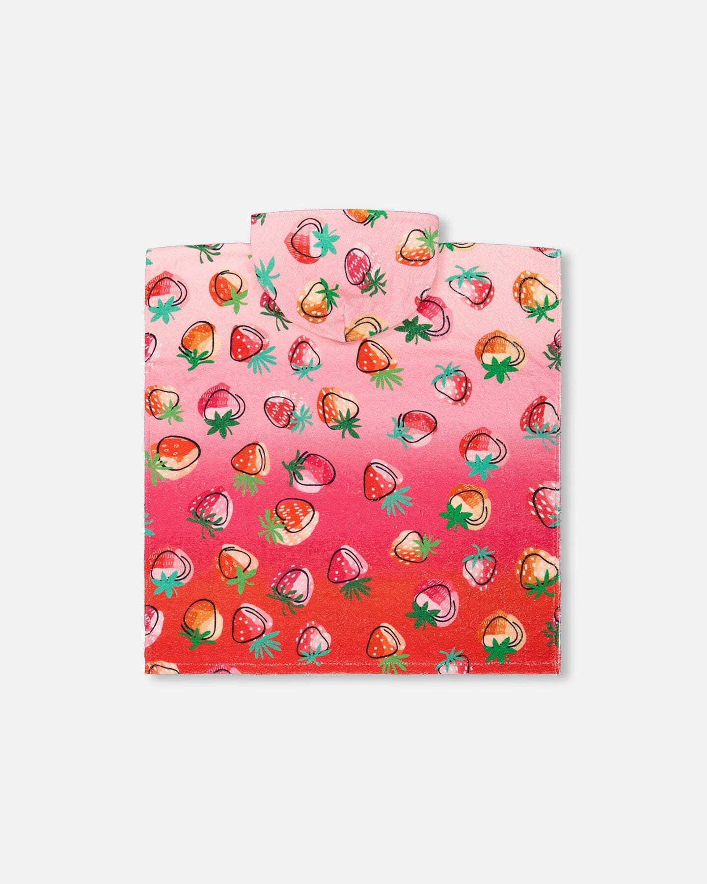 Bright Pink Strawberry Print Beach Poncho-1