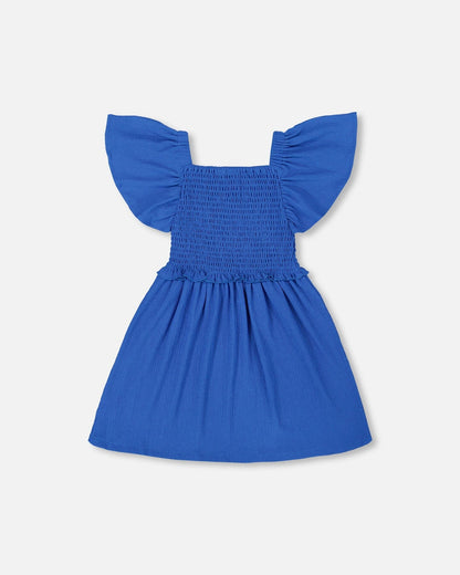 Textured Smocked Dress Royal Blue-2