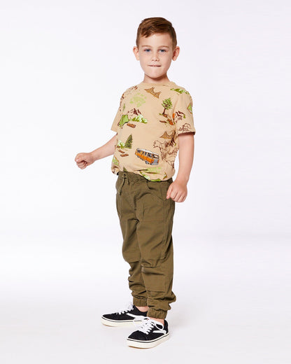 Printed Organic Cotton Tee Camping Beige-3