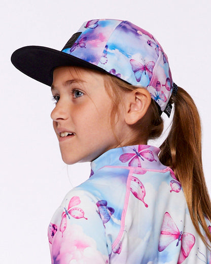Printed Cap Butterflies On Multicolored And Black Background-2