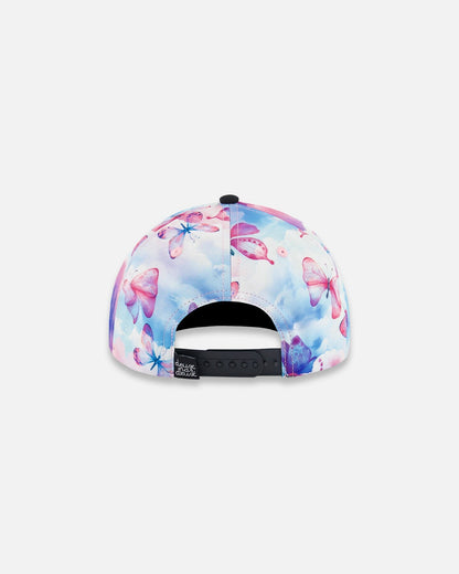 Printed Cap Butterflies On Multicolored And Black Background-3