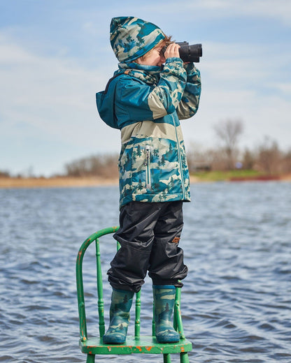 Printed Rain Boots Forest Green With Black Pines-1