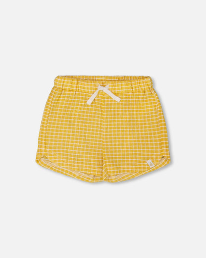 Crinkle Short Pale Yellow And White-0