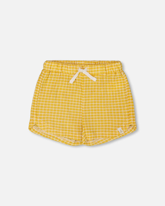 Crinkle Short Pale Yellow And White-0