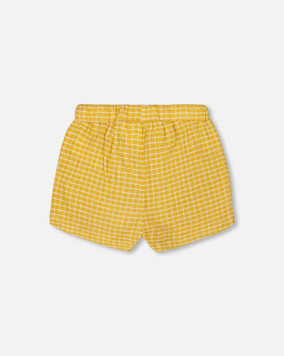 Crinkle Short Pale Yellow And White-2