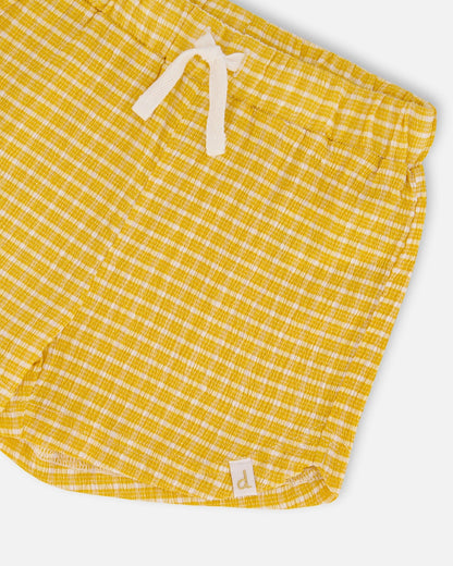Crinkle Short Pale Yellow And White-3