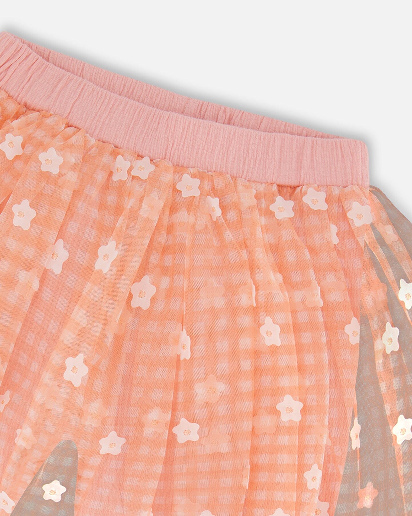 Crinkle Biker Short With Flower Mesh Skirt Light Old Pink-3