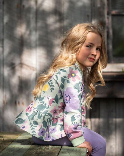 Stretch Fleece Sweatshirt Sage Floral-1