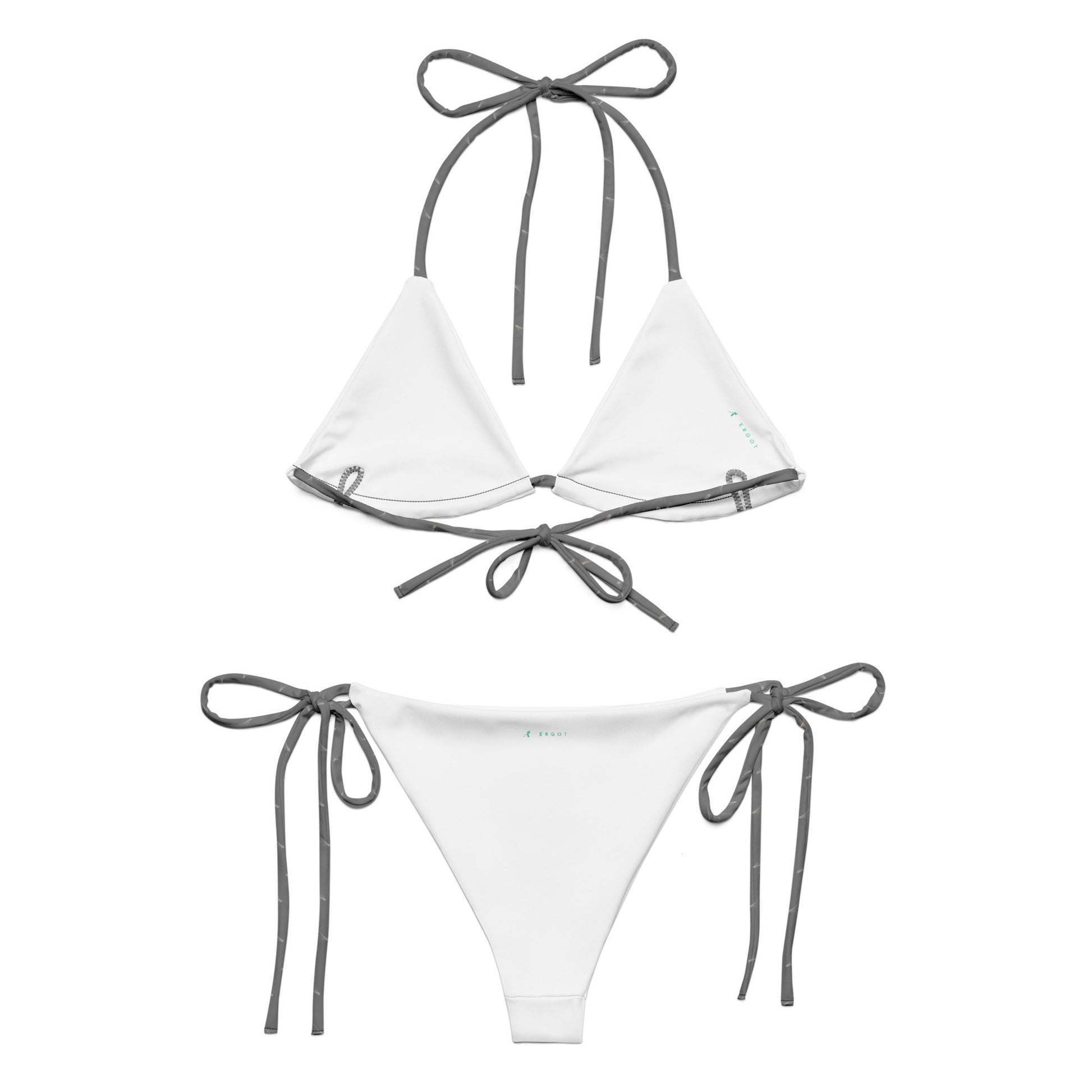 Grano Pattern Print String Bikini - Grey-6